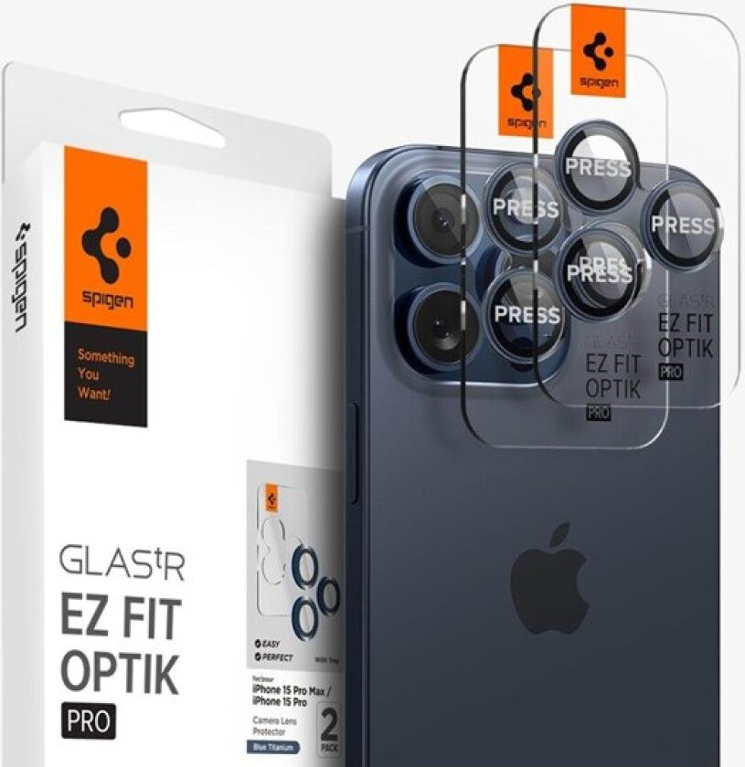 Glass tR EZ Fit Optik Pro 2 Pack blue titanium - iPhone 15 Pro/15 Pro Max