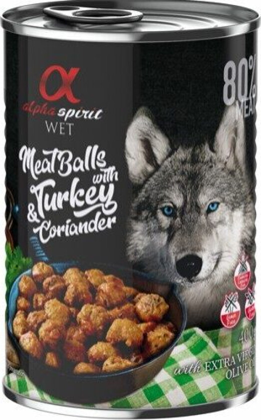 alpha spirit Dog Meatballs 6 x 400 g - Kalkun og koriander