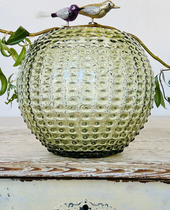 Hobnail Globe Vase 24 cm Olivegreen
