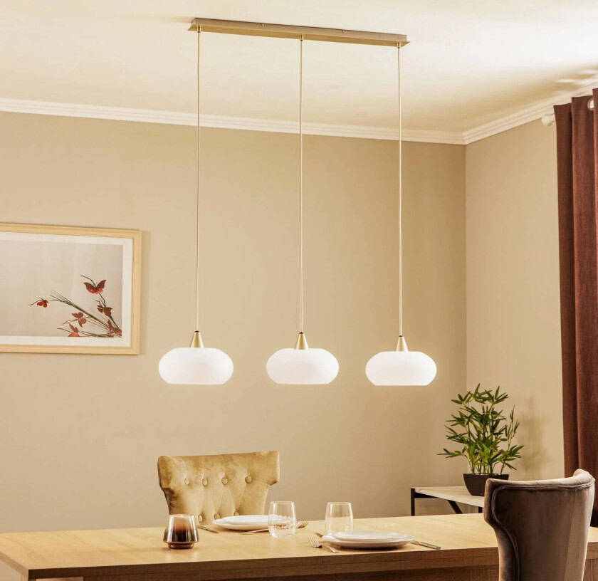 Sharvil hengelampe, tre lyskilder, glass