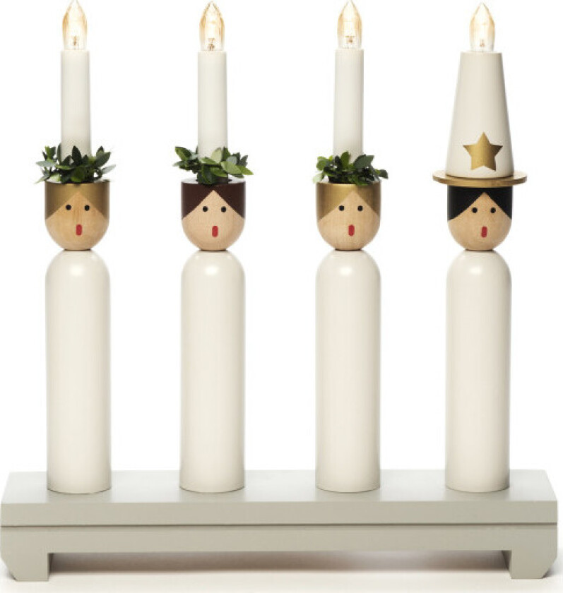 Elektrisk lysestake 4 lys grå "Lucia"