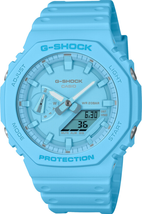 G-Shock GA-2100-2A2ER - Anadigi - Blå - Herreklokker - Fiberrem - Mineral