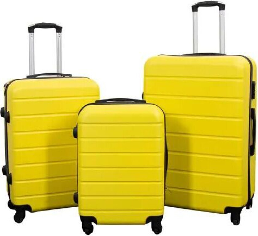 Koffertsett - Sett med 3 stk. - Eksklusivt hardcase koffertsett - Strib gul