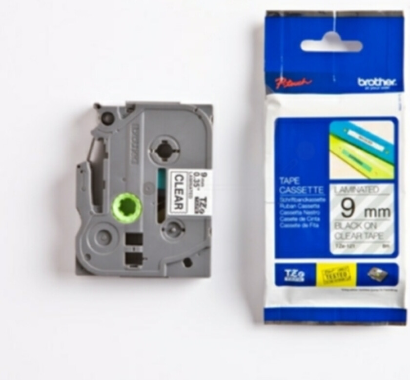 Merketape  TZe-121 9mm Sort på klar 8 m - 91453