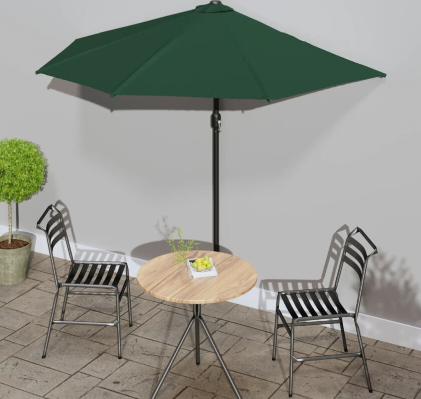 Balkongparasoll med aluminiumsstang grønn 270x144 cm halv