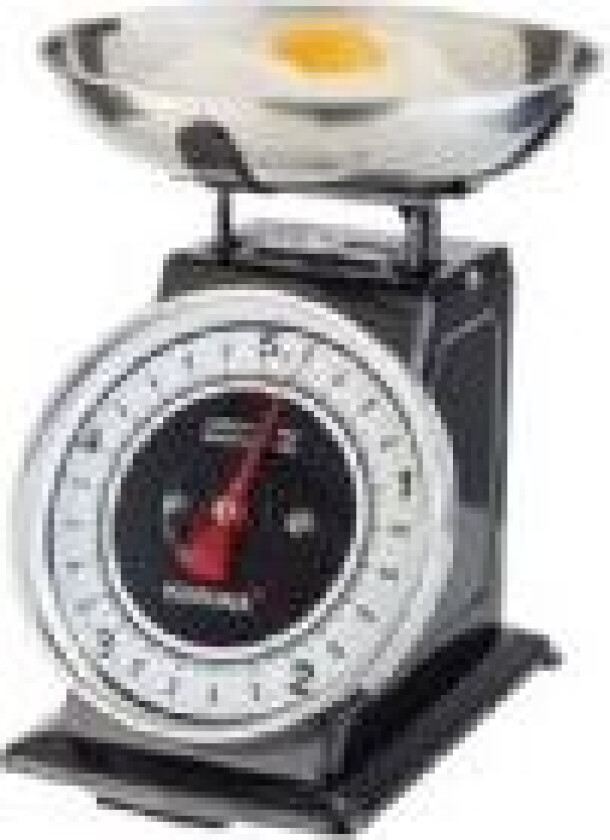 TOM, Mekanisk kjøkkenvekt, 5 kg, 20 g, Svart, Rustfritt stål, Hvit, Countertop, Analog