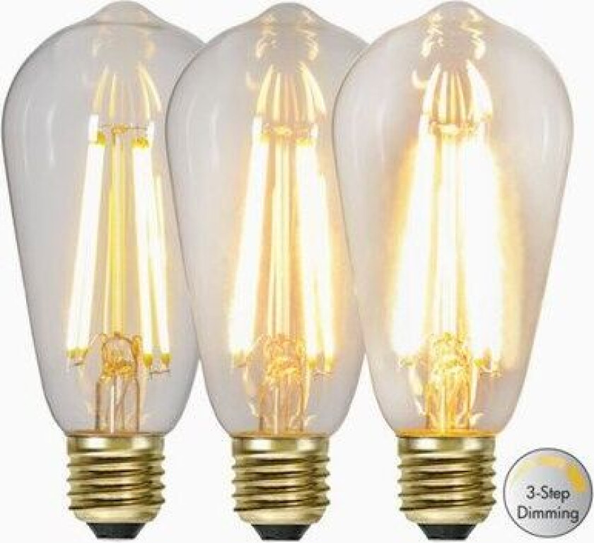 LED-pære Edison 3-trinns klikk dimmer 6,5W 2100K E27