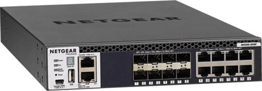 Netgear M4300-8X8F - Switch - L3 - Styrt - 8 x 10/100/1000/10000 + 8 x 10 Gigabit SFP+ - front til bakside-luftflyt - rackmonterbar