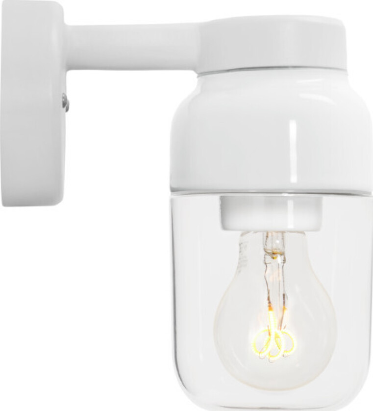 Ohm Wall Vegglampe LED E27 Hvit 100/210 Klarglass IP44