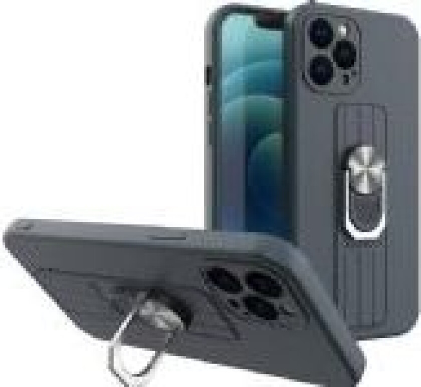 Hurtel Ring Case silicone case with finger grip and stand for Xiaomi Redmi Note 11 Pro blue