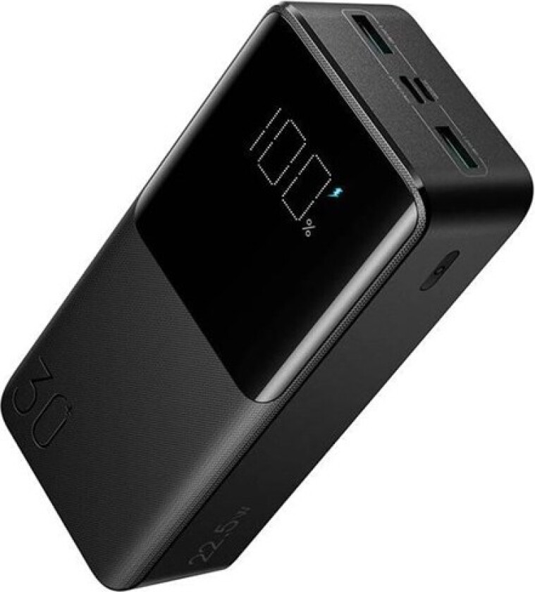 JR-QP193 22,5W Powerbank - 2 x USB-A (QC3.0) / 1 x USB-C (PD) - 30.000 mAh - Svart