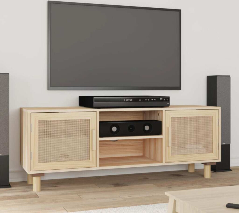 TV-benk brun 105x30x40 cm heltre furu og naturrotting