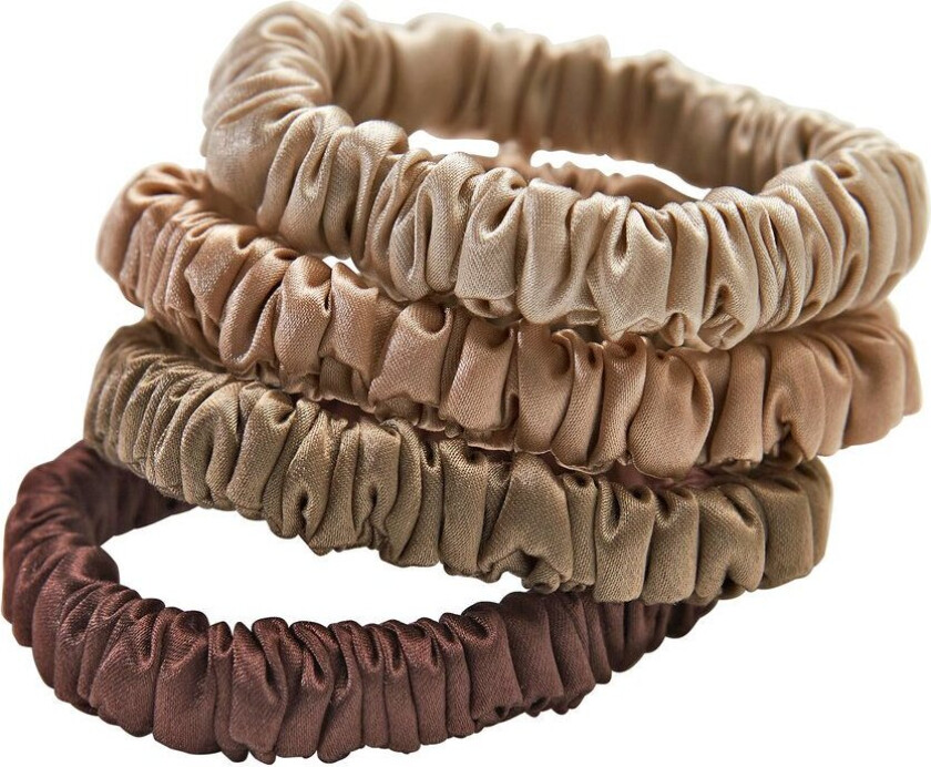 Lenoites Mulberry Silk Skinny Scrunchies, Beige, Light Brown, Bro