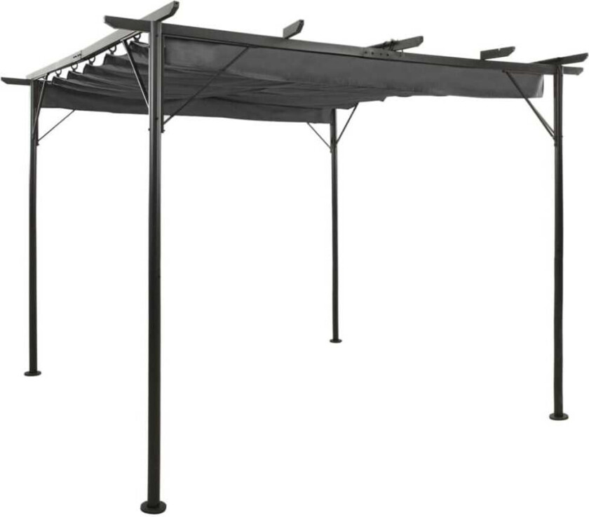 Pergola med uttrekkbart tak antrasitt 3x3 m stål 180 g/m²