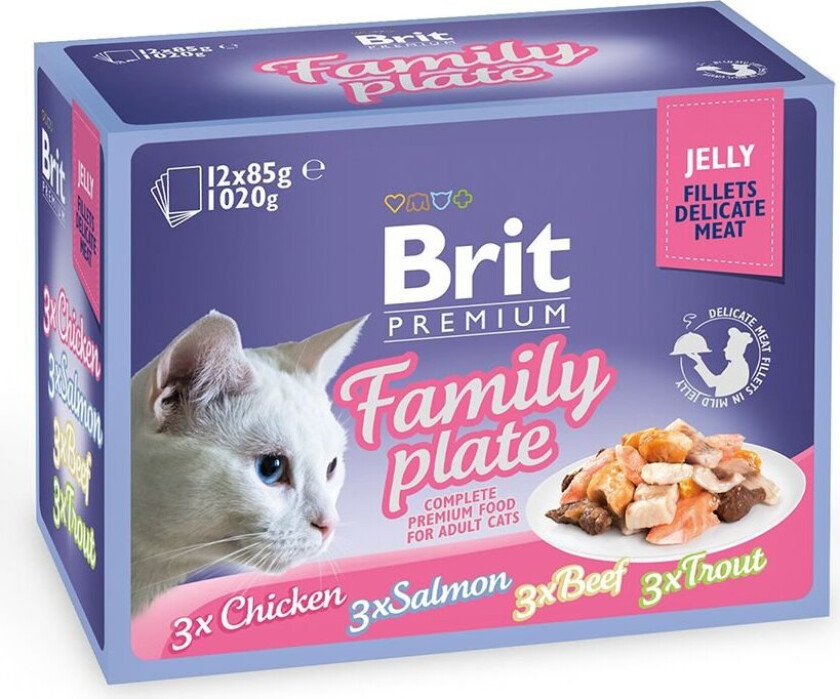 Brit Premium Pouches Fillets in Jelly Family Plate 12x85 g