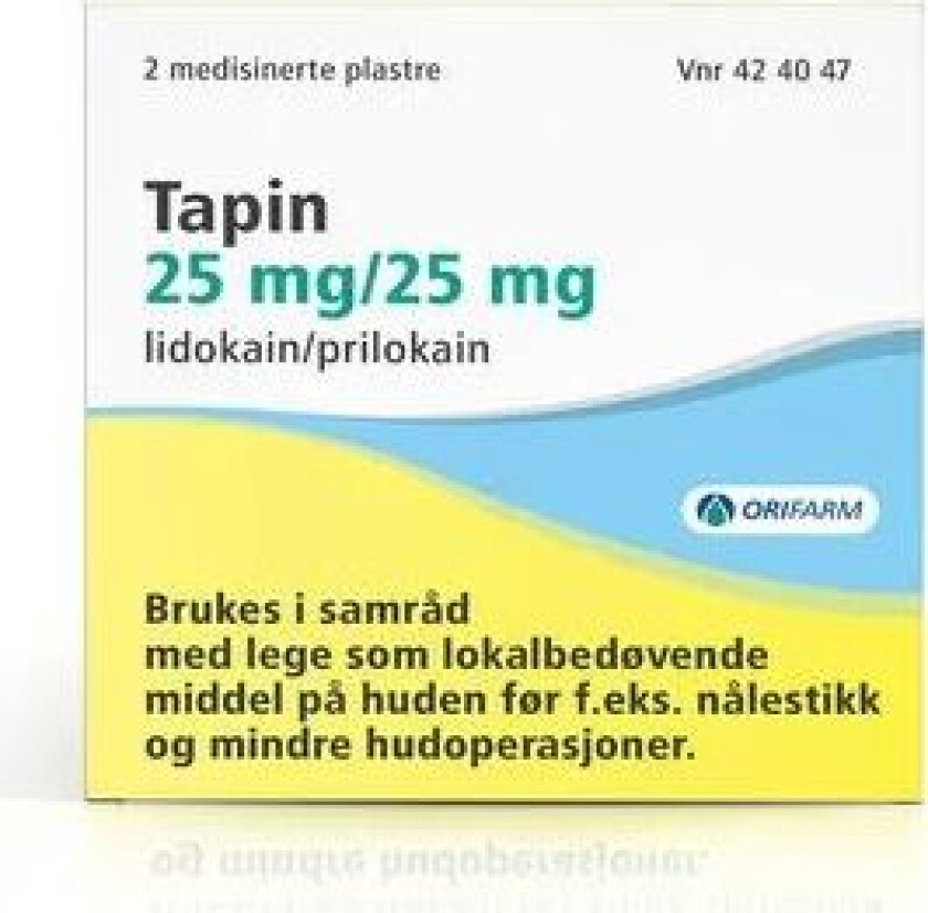 Medisinert plaster 25mg/25mg, 2 stk.