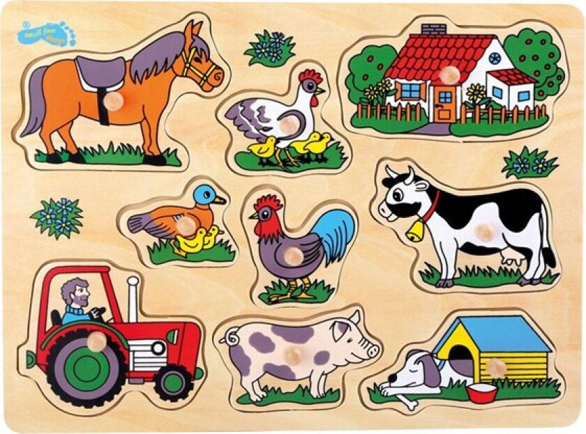 - Wooden Stud Puzzle Farm 9pcs. Tre