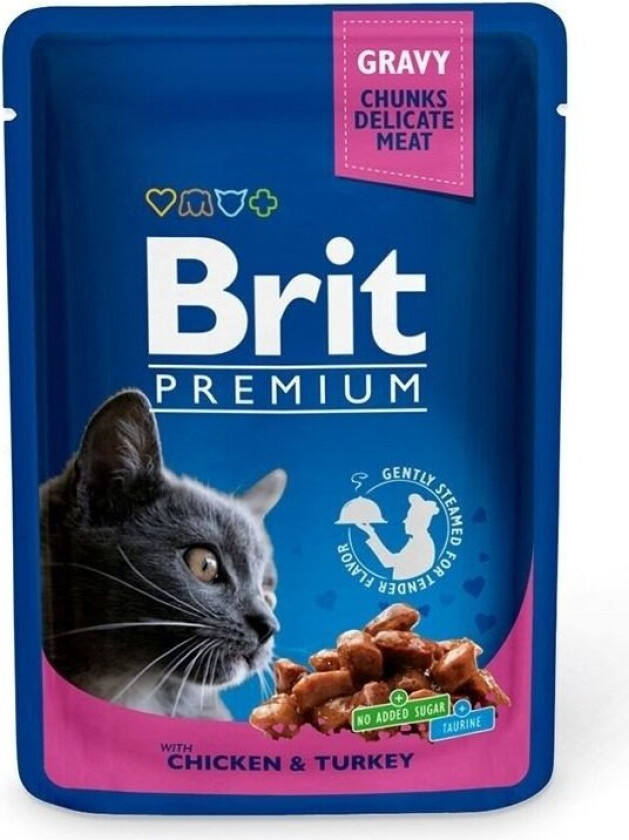 Brit Premium Porsjonsposer Med kylling & kalkun for Katter