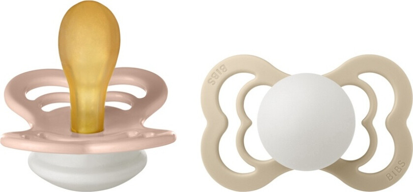 Pacifier Supreme Latex Blush Glow/Vanilla Glow Size 2 2pcs