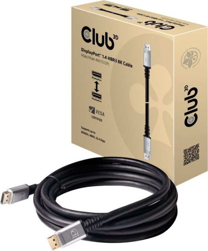 Bilde av - DisplayPort-kabel - DisplayPort (hann) til DisplayPort (hann) - DisplayPort 1.4 - 4 m - 8K-støtte