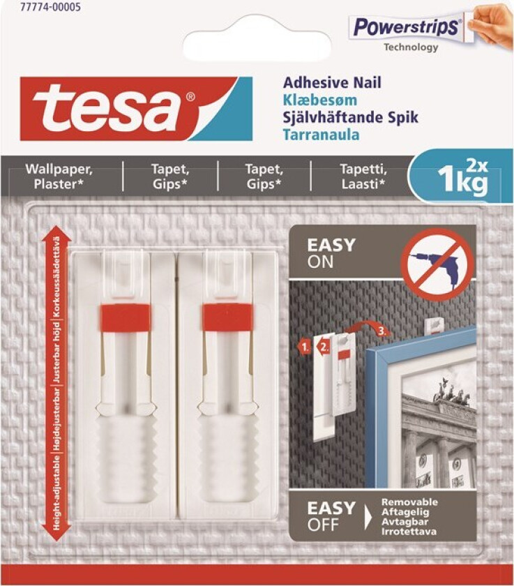 Bilde av Justerbar limspiker for tapet og gips 1 kg 2-pk
