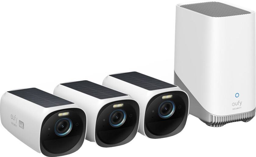 Cam 3-kit med solpanel og 3 kameraer