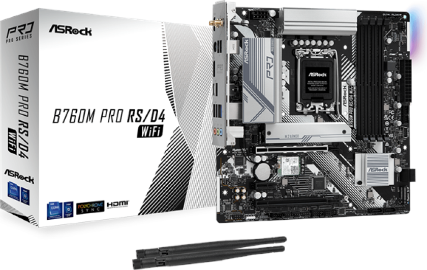 B760M PRO RS/D4 WIFI Hovedkort - Intel B760 - Intel LGA1700 socket - DDR4 RAM - Micro-ATX