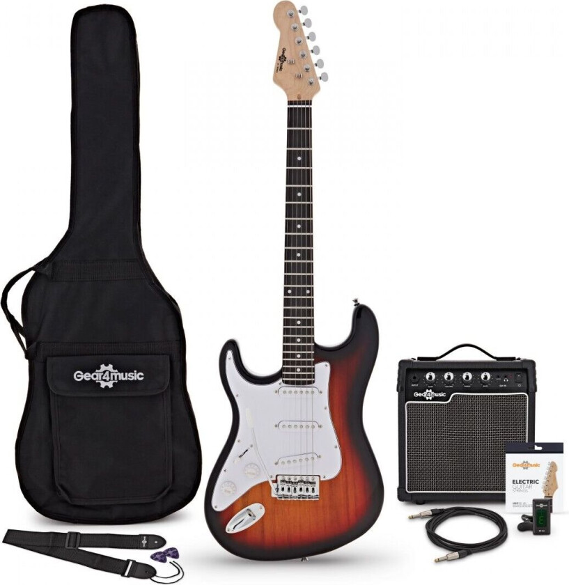 Gear4Music LA Venstrehendt Gitar + Forsterkerpakke Sunburst