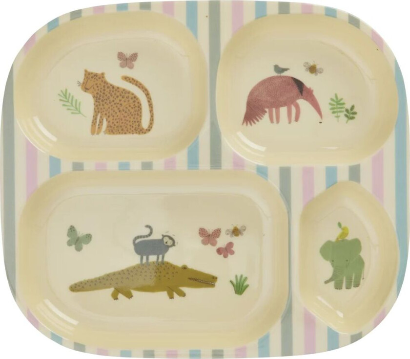 Sweet Jungle Print Melamin Børnetallerken med 4 Rum