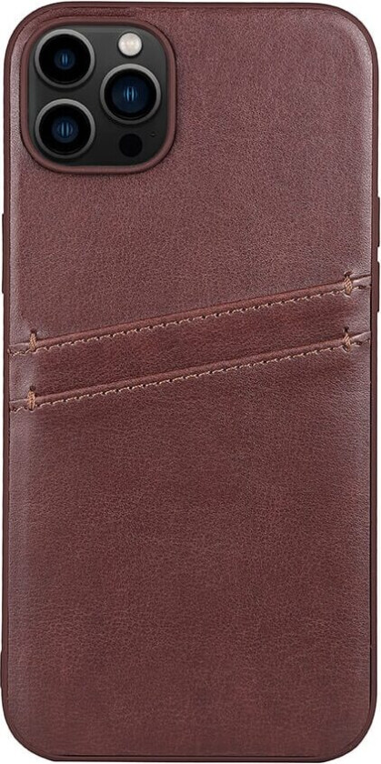 iPhone 14 Pro Vegansk Skinn Deksel m. kortholder - Brun