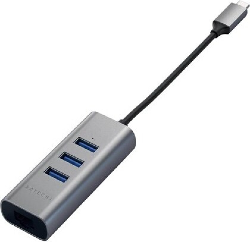 2-i-1 USB-C Hub / Ethernet-port - Space Grey