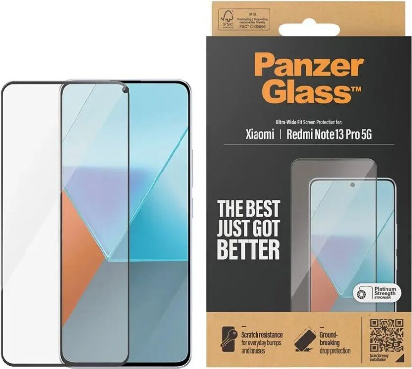 Xiaomi Redmi Note 13 Pro Ultra Wide Fit Skjermbeskyttelsesglass - Platinum Strength - Svart Kant
