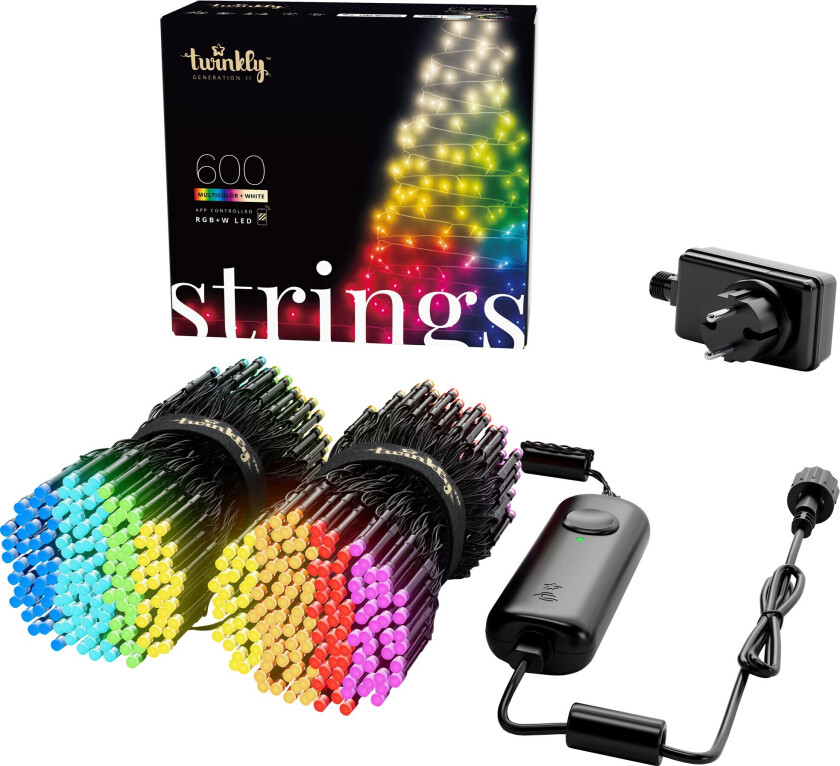 Strings - 600 App-Controlled RGB + Warm White LEDs. 48 Meters. Black Wire.