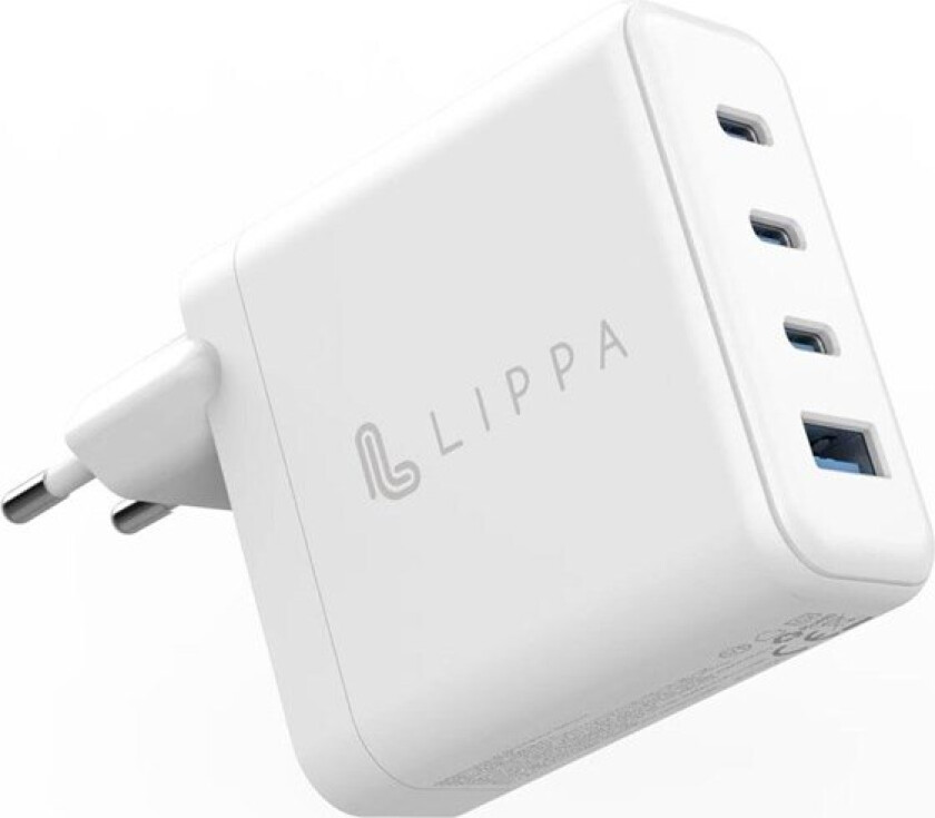 100W 3 x USB-C PD & USB-A QC GaN Wall Charger - White