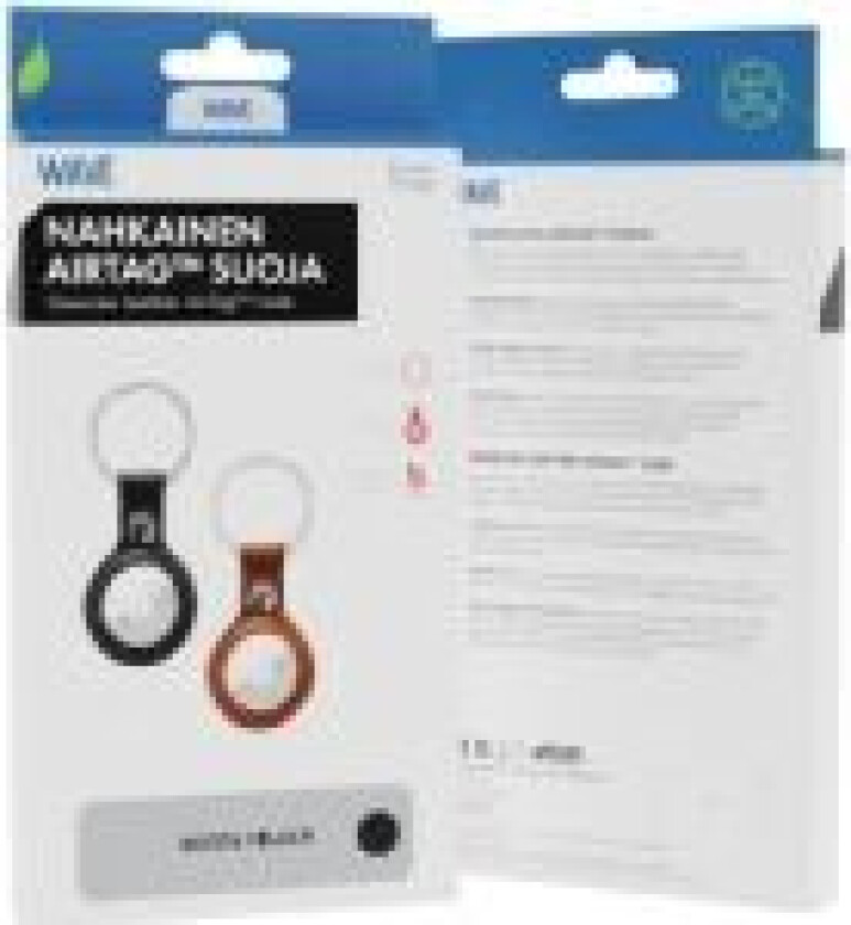 Genuine Leather leather protector with key ring, Apple AirTag, black