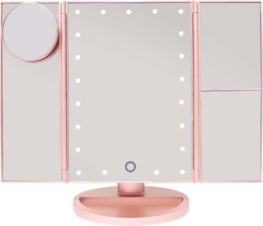 LED Trifold Hollywood sminkespeil - RoseGold