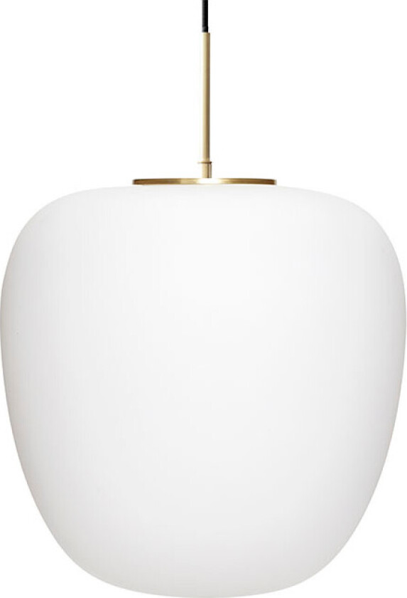 Hübsch glasspendel 40 cm hvit - messing, Svart kabel