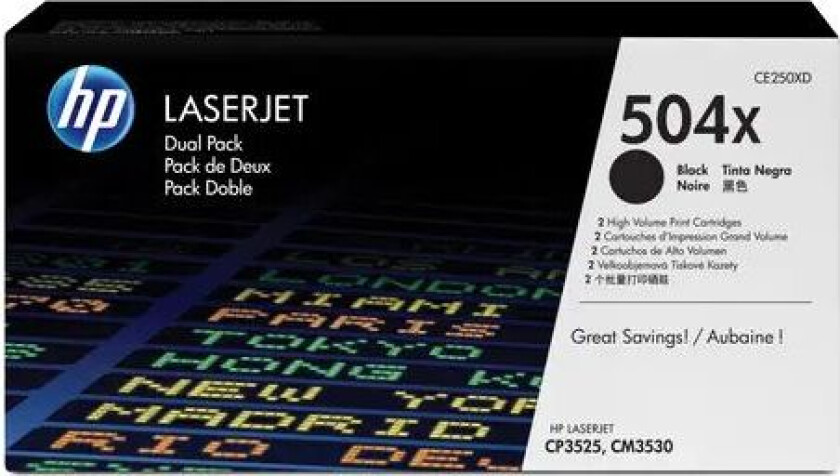 Hp Toner Svart 504x - Ce250xd 2-pack