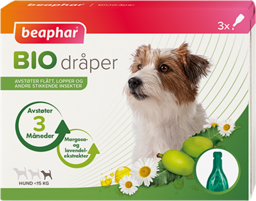 Biodråper flåttmiddel til hund Small (<15 kg)