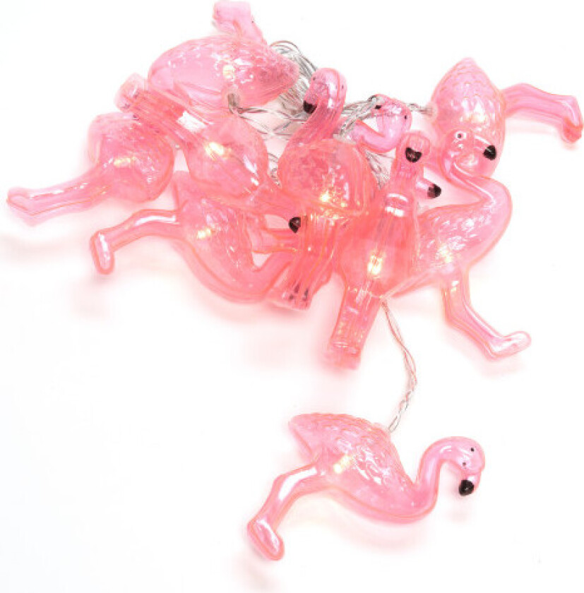 3132-343 Motiv-lyskæde Flamingo Indvendigt Batteridrevet Antal pærer 10 LED (RGB) Varmhvid Oplyst Længde: 1.8 m Timer