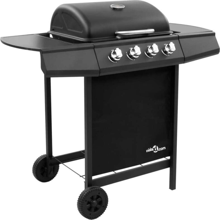 Gassgrill med 4 brennere svart