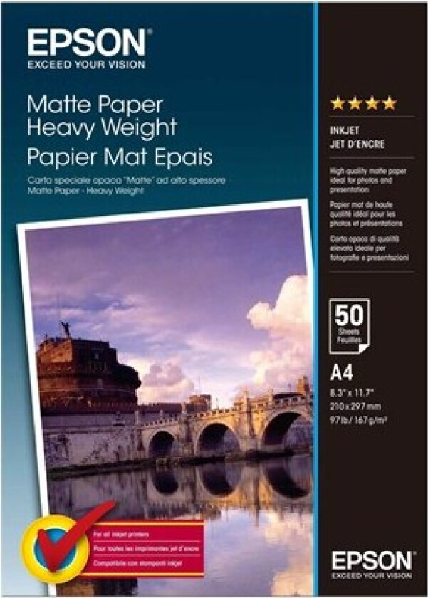 Bilde av Papir Heavy Weight Matt A4 50 Ark 167 G
