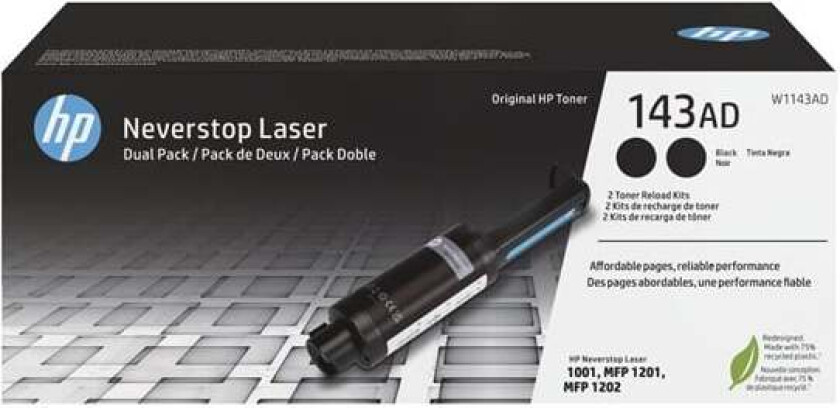 Hp Toner Svart Reload 143ad 2.5k - Neverstop 2-pack