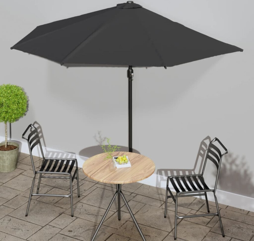 Balkongparasoll med aluminiumsstang svart 300x155x223 cm halv