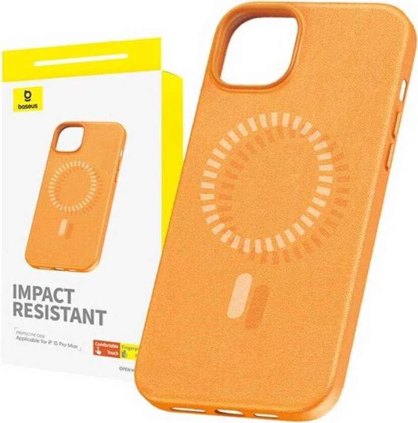 Magnetic Phone Case for iPhone 15 ProMax Fauxther Series (Orange)