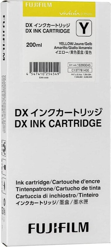 DX Ink Cartridge 200 ml yellow - Blekkpatron Yellow