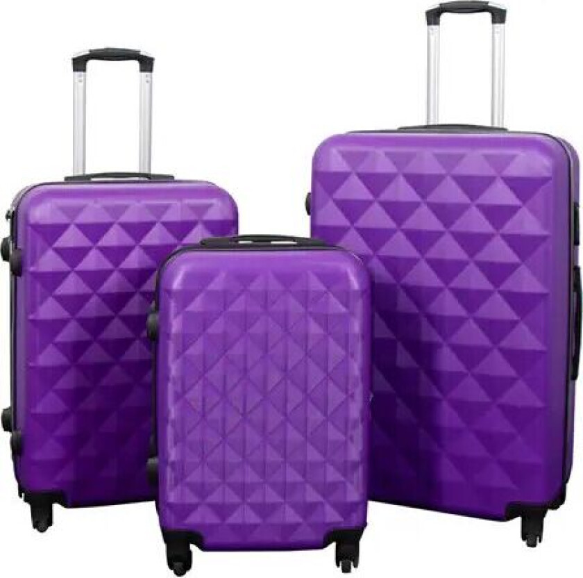 Koffertsett - Sett med 3 stk. - Eksklusivt hardcase koffertsett - Diamant lilla