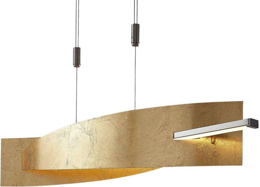 LED-hengelampe Marija, panel loddrett, gull