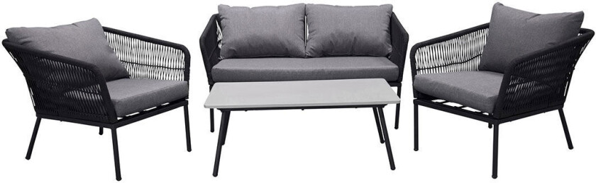 Lindos hagesett 4 deler svart, grå.