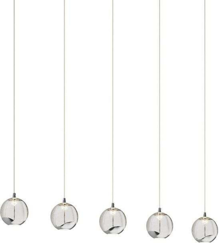 LED-pendellampe Hayley, 5 lyskilder, lang, krom